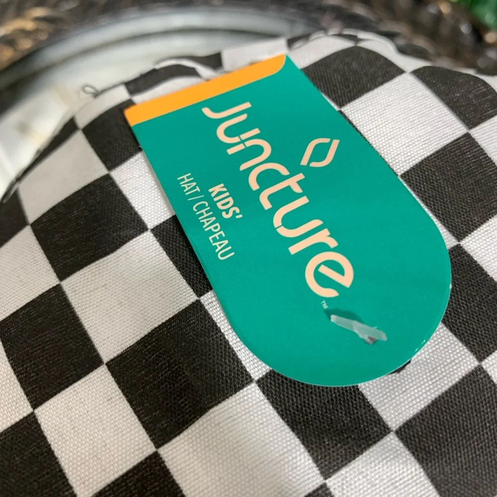 White/Black checkered kids Bucket Hat